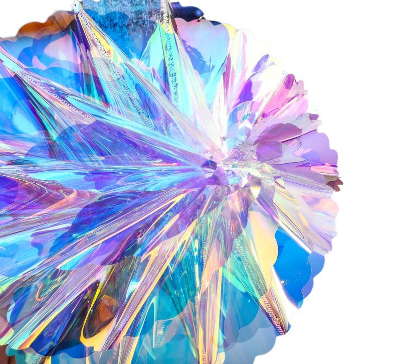 Blukey Hanging Decorations Iridescent Honeycomb Ball Foil Ceiling Hanging Flowers for Bridal Shower Wedding Birthday Frozen Theme Party Fairy Princess Rainbow Show Decoration - Image 3